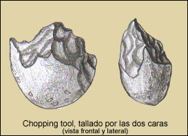 Útiles de modo 1: Chopping tool, tallado por las dos caras