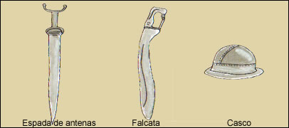 Onjetos de hierro: Espada de antenas, flacata y caso