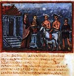 Iluminacin de un manuscrito de Virgilio, Dido Ofrece un sacrificio, Vat. lat. 3867, fol. 33v
