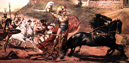 Aquiles arrastra el cadaver de Hctor, pintura mural, Achileion, Corf