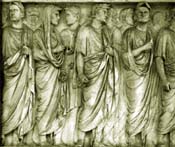 Detalle del friso del Ara Pacis Augustae (13 a.C.), Roma