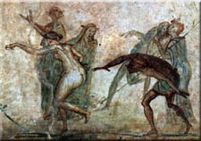Escena bquica en una pintura mural de un columbario (s. I d.C.), Villa Pamphili, Roma