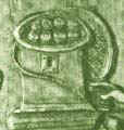 Arqueta para guardar rollos. Detalle de una placa de marfil (s. V d. C.)