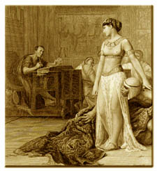 Cleopatra y Csar en un grabado basado en una obra de J.L. Grme