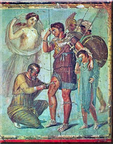 Eneas es curado, pintura mural pompeyana, Museo Arqueolgico, Npoles