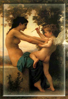 Joven defendindose de los ataques de Eros, de A. Wlilliam Bouguereau (1825-1905)