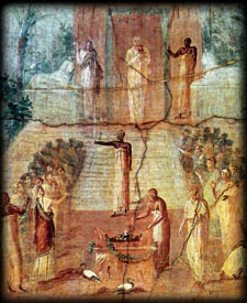 Ceremonia del culto de Isis representada en um fresco de Pompeya
