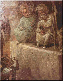 Representacin de un juicio ante un tribunal, pintura mural pompeyana