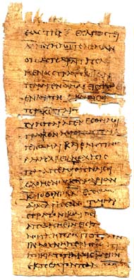 Papiro con escritura griega, procedente de Egipto. 