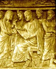 Lectura de un rollo. Relieve de un sarcfago romano del siglo II d.C. 