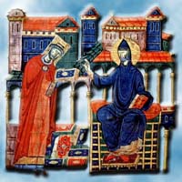 San Benito entrega la Regula Monachorum al abad Iohannes