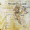 El rey ostrogodo Teodorico, representado en una ilustracin de un cdice mientras combate a caballo contra su hermano Odoacro