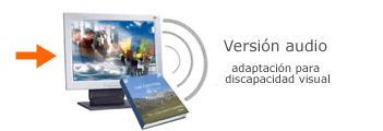 Portada de aplicacin (monitor y libro). Versin Audio. Adaptacin para discapacidad visual.