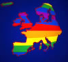 Mapa de Europa coloreado con el arco iris